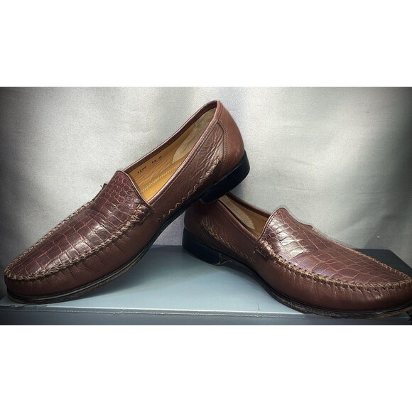 DM Mastroianni Italian Croc-Embossed Leather Loafers Men’s Size 12 FREE SHIPPING